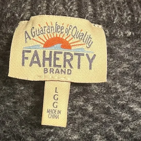 FAHERTY Sweater Crewneck Women's Large (Medium) 100% Merino Wool Blue Gray READ - Picture 10 of 13